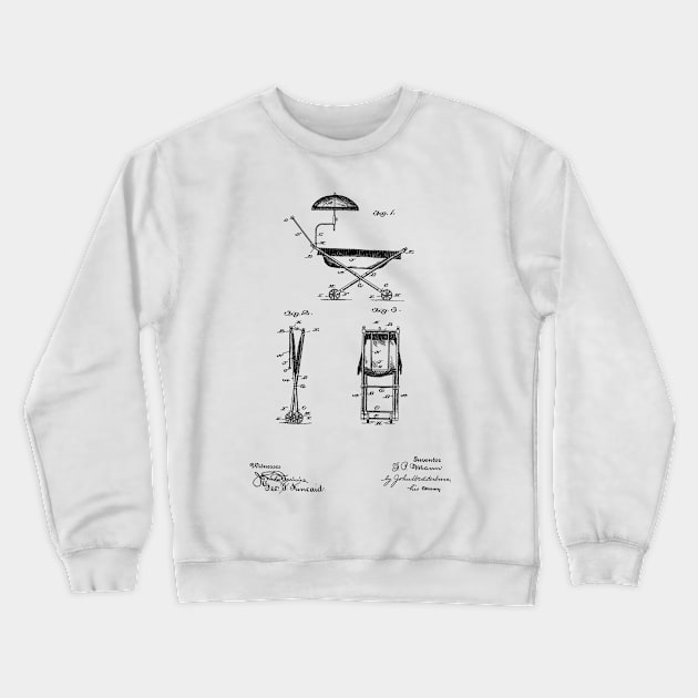 Baby Carriage Vintage Patent Hand Drawing Crewneck Sweatshirt by TheYoungDesigns